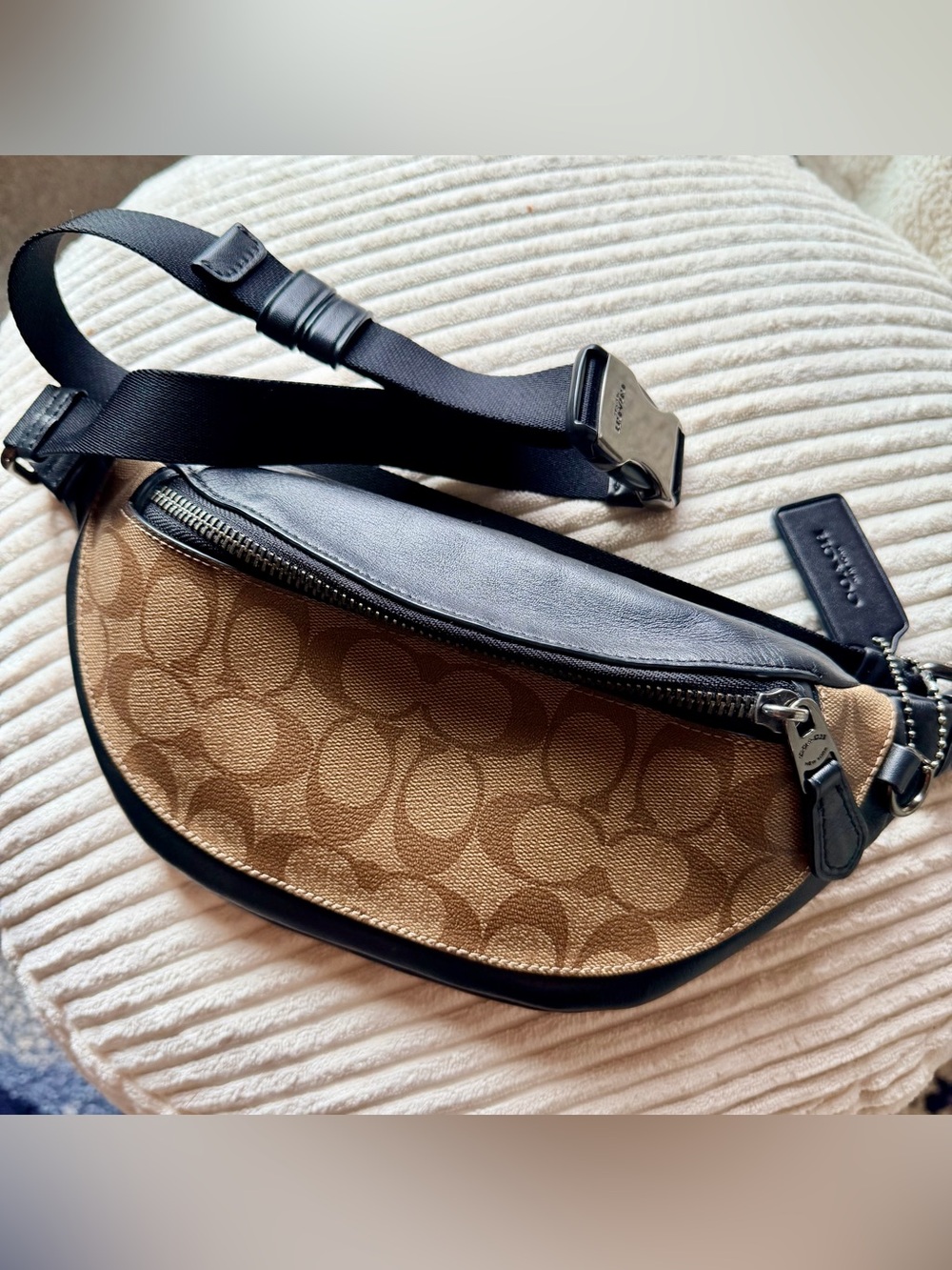 Coach Black Leather Tag Bag with Black Hardware